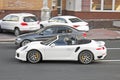 August 14, 2011, Kiev - Ukraine. Exclusive White Convertible Porsche. Porsche 911 Turbo Cabriolet