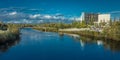 AUGUST 25, 2016 - Fairbanks Alaska Skyline view over Chena River