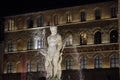 Florence Neptune Fountain at night in Piazza della Signoria Royalty Free Stock Photo