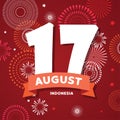 17 of August on firework background. poster for celebrate the national day of Indonesia. Indonesia Happy Independence