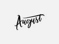 August. Hand written lettering isolated on white background.Vector template for poster, social network, banner, cards. Royalty Free Stock Photo