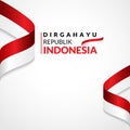 17 August 1945, Happy Indonesia Independent Day. Template of greeting card, banner with lettering of Happy Independent Day Waving