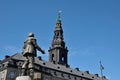 Danish parliametn Christiansborg and king christian IV statue