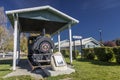 AUGUST 31, 2016, historic trainstation between Seward and Fairbanks Alaska, Coal Train, Elevation 241 Feet, PALMER, ALASKA