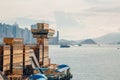 Hong Kong City Docks with Industrial Ships