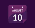 10 August, August 10 icon Single Day Calendar Vector illustration Royalty Free Stock Photo