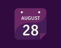 28 August, August 28 icon Single Day Calendar Vector illustration Royalty Free Stock Photo