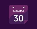 30 August, August 30 icon Single Day Calendar Vector illustration Royalty Free Stock Photo