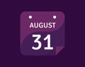 31 August, August 31 icon Single Day Calendar Vector illustration Royalty Free Stock Photo