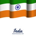 15 august india independence day with waving flaw, ashoka wheel