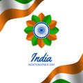 15 august india independence day with waving flaw, ashoka wheel