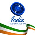 15 august india independence day with waving flaw, ashoka wheel