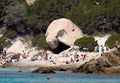 August 2021 italy - Sardinia - the little island of SPARGI in the archipelago of La Maddalena with tourists and rock formations Royalty Free Stock Photo