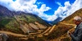 August 2019,Jalebi Point, Gangtok,India. A tourist taking video of a hilly road at jalebi view point using a camcorder during day