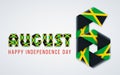 August 6, Jamaica Independence Day congratulatory design with Jamaican flag colors. Vector illustration