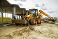 29 august 2019, Kiev, Ukraine:Working Excavator Tractor Digging A Trench At Construction Site.Close-up of a construction site