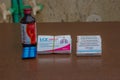 12 august 2019 kota, rajasthan, india - Tablets, syrup or medicine to treat cough, allergic and common cold . Levocetrizine ,
