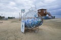 August 11, 2020 - Larnaca Cyprus. garbage container for sorting plastic bottles in the city for cleansing nature