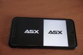 August 2022 Milan, Italy: ASX company logo icon close-up on the smartphone\'s display. ASX logo icon