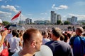 August 16 2020 Minsk Belarus Many people gathered at the rally for the change of power