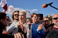 August 16 2020 Minsk Belarus Many people gathered at the rally for the change of power