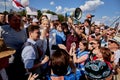 August 16 2020 Minsk Belarus Many people gathered at the rally for the change of power Royalty Free Stock Photo