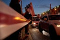 August 14 2020 Minsk Belarus Many people stand by the roadside to protest against violence