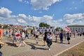 August 16 2020 Minsk Belarus Many people gathered at the rally for the change of power