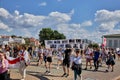 August 16 2020 Minsk Belarus Many people gathered at the rally for the change of power