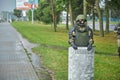 August 30 2020 Minsk Belarus A soldier in uniform stands in Minsk