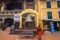 August 18, 2014 - Monk in Boudhanath in Kathmandu, Nepal Royalty Free Stock Photo