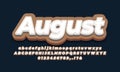 August month  font 3d brown Royalty Free Stock Photo