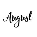 August month name. Handwritten calligraphic word. Bold