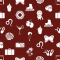 August month theme set of simple icons seamless red pattern eps10 Royalty Free Stock Photo