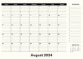 August 2024 Monthly Business Desk Pad Calendar Royalty Free Stock Photo