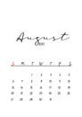 2023 August monthly calendar