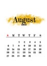 2023 August monthly calendar