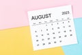 The August 2023 Monthly calendar on colorful background