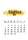 2023 August monthly calendar