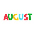 August. Monthly logo. Hand-lettered header on white background