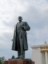 30 of August 2020 - Moscow, Russia: Lenin monument and main pavilion at All-Russian Exhibition Center Royalty Free Stock Photo