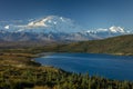 AUGUST 28, 2016 - Mount Denali and Wonder Lake, previously known as Mount McKinley, the highest mountain peak in North America, at Royalty Free Stock Photo