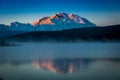 AUGUST 28, 2016 - Mount Denali at Wonder Lake, previously known as Mount McKinley, the highest mountain peak in North America, at Royalty Free Stock Photo