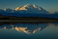 AUGUST 28, 2016 - Mount Denali at Wonder Lake, previously known as Mount McKinley, the highest mountain peak in North America, at Royalty Free Stock Photo