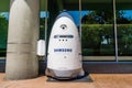 Knightscope security robot branded with the Samsung logo Royalty Free Stock Photo