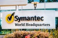 August 1, 2019 Mountain View / CA / USA - Symantec sign displayed at their Symantec Corporation World Headquarters in Silicon