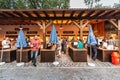 People resting and drinking in beer garden Royalty Free Stock Photo