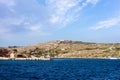 August 22nd 2017 - Arki island, Greece - The harbor of Arki island, Dodecanese, Greece Royalty Free Stock Photo