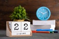 August 22nd. August 22 wooden cube calendar Royalty Free Stock Photo