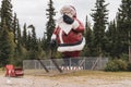 AUGUST 10 2018 - NORTH POLE, ALASKA: Giant Santa Claus statue